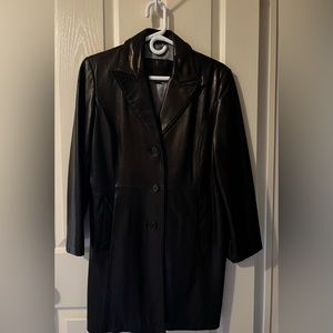 Guess Black Brown Long Leather Jacket